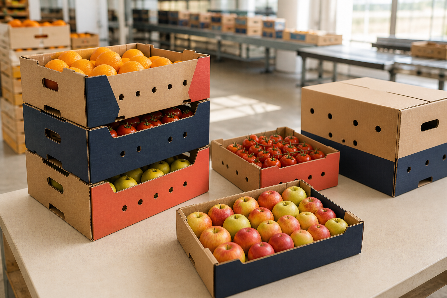 Realistic conceptual ventilated cartons for local and export agricultural produce