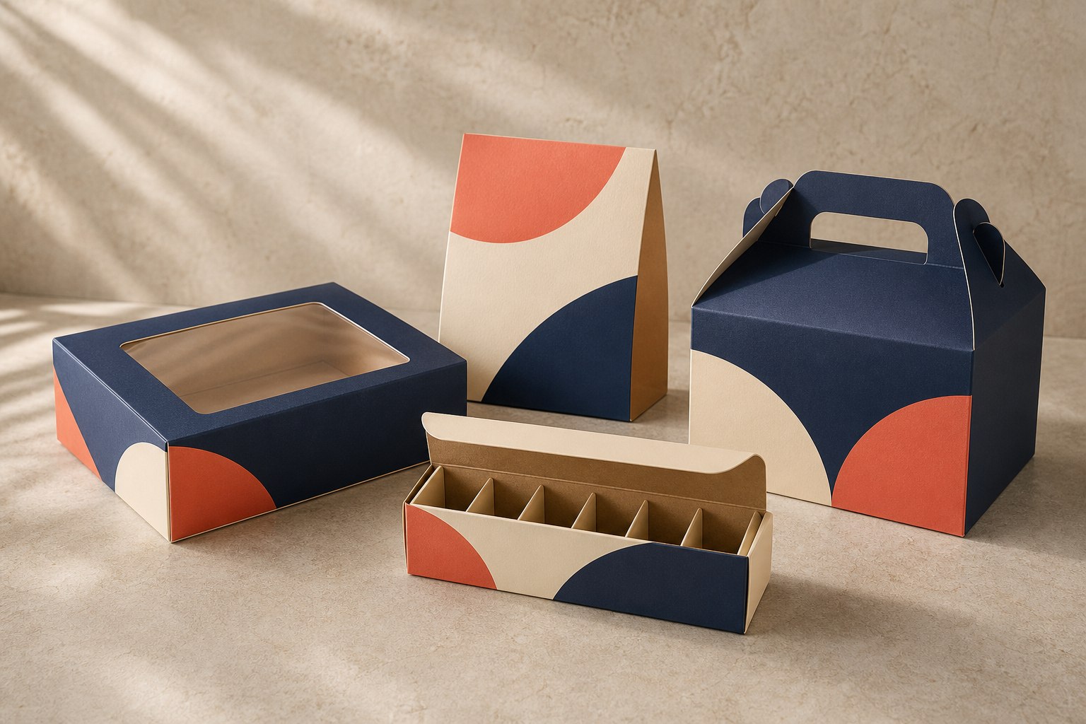 Realistic conceptual bakery and confectionery packaging