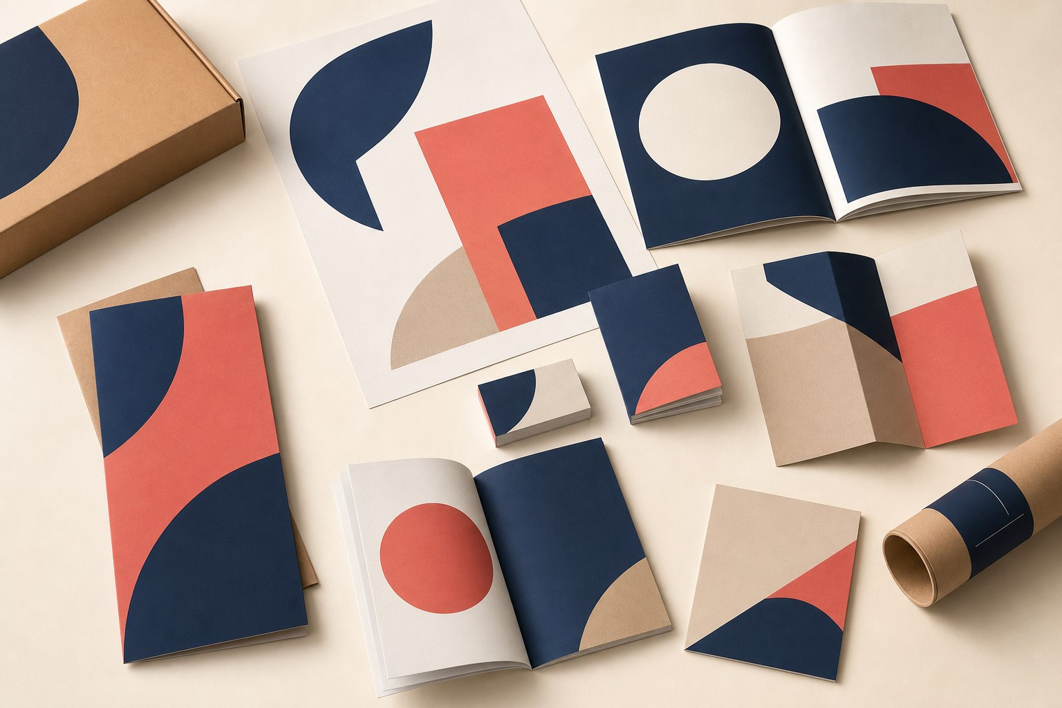 Realistic conceptual brochures, catalogues, flyers and posters
