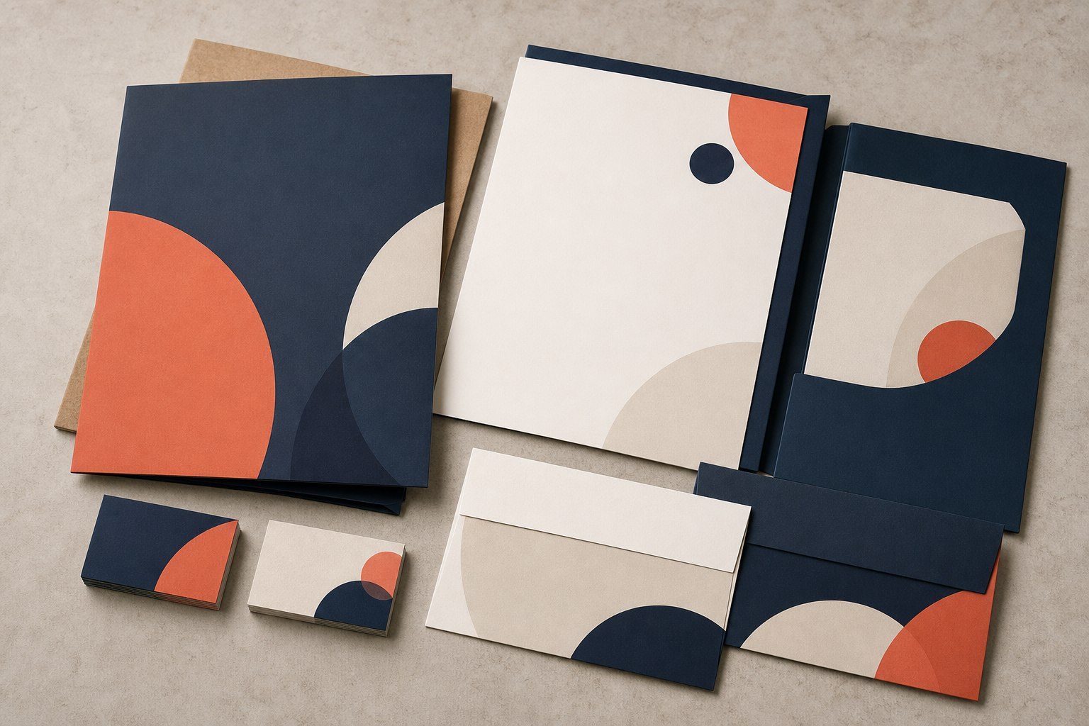 Realistic conceptual coordinated corporate print suite