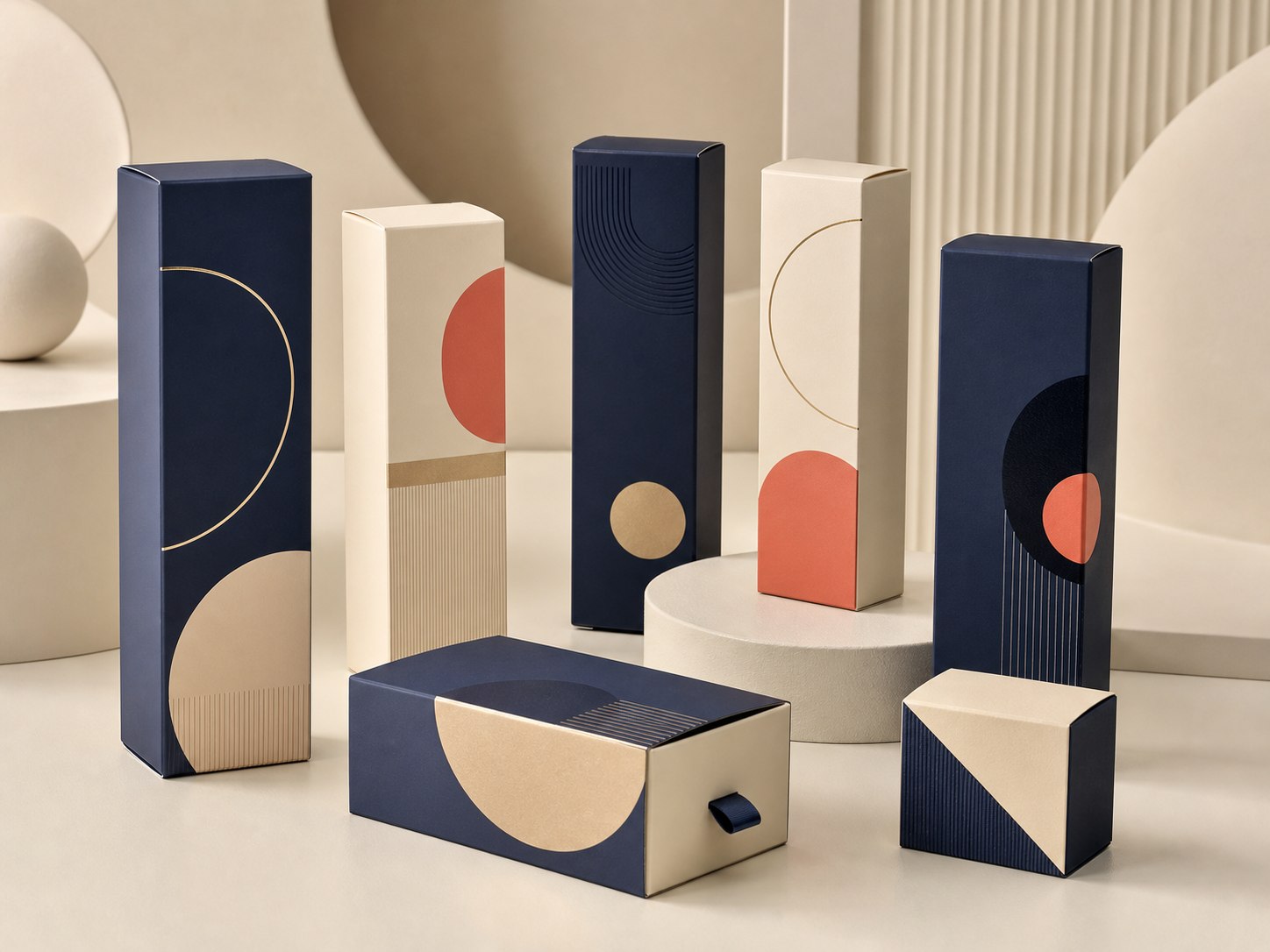 Realistic conceptual premium cosmetic cartons
