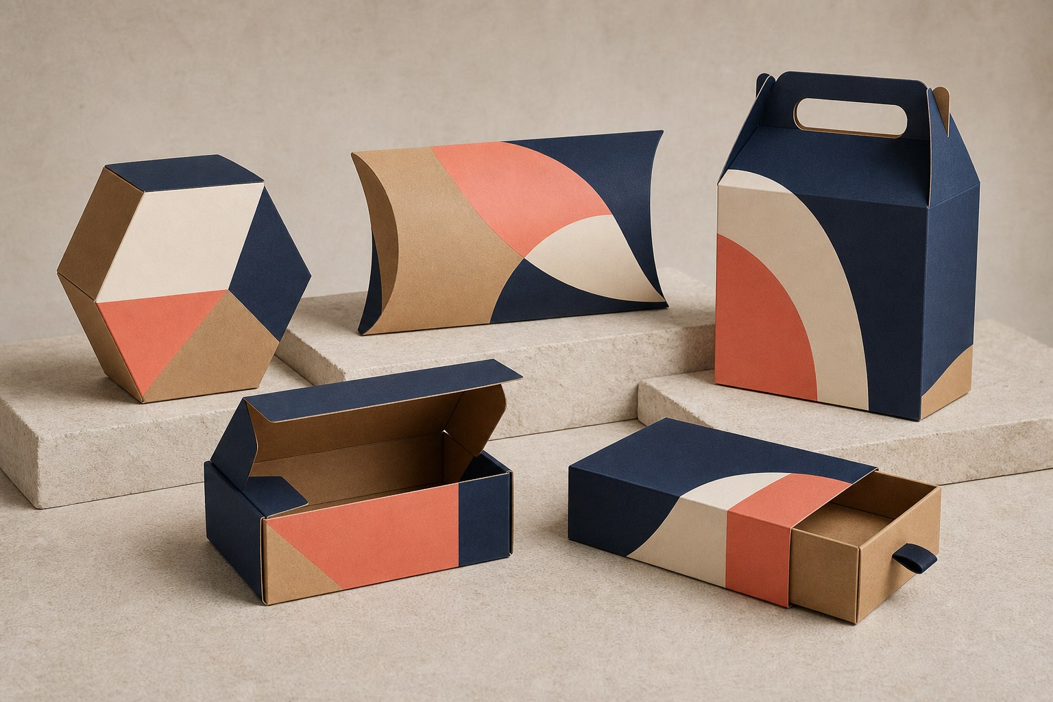 Realistic conceptual custom structural packaging prototypes