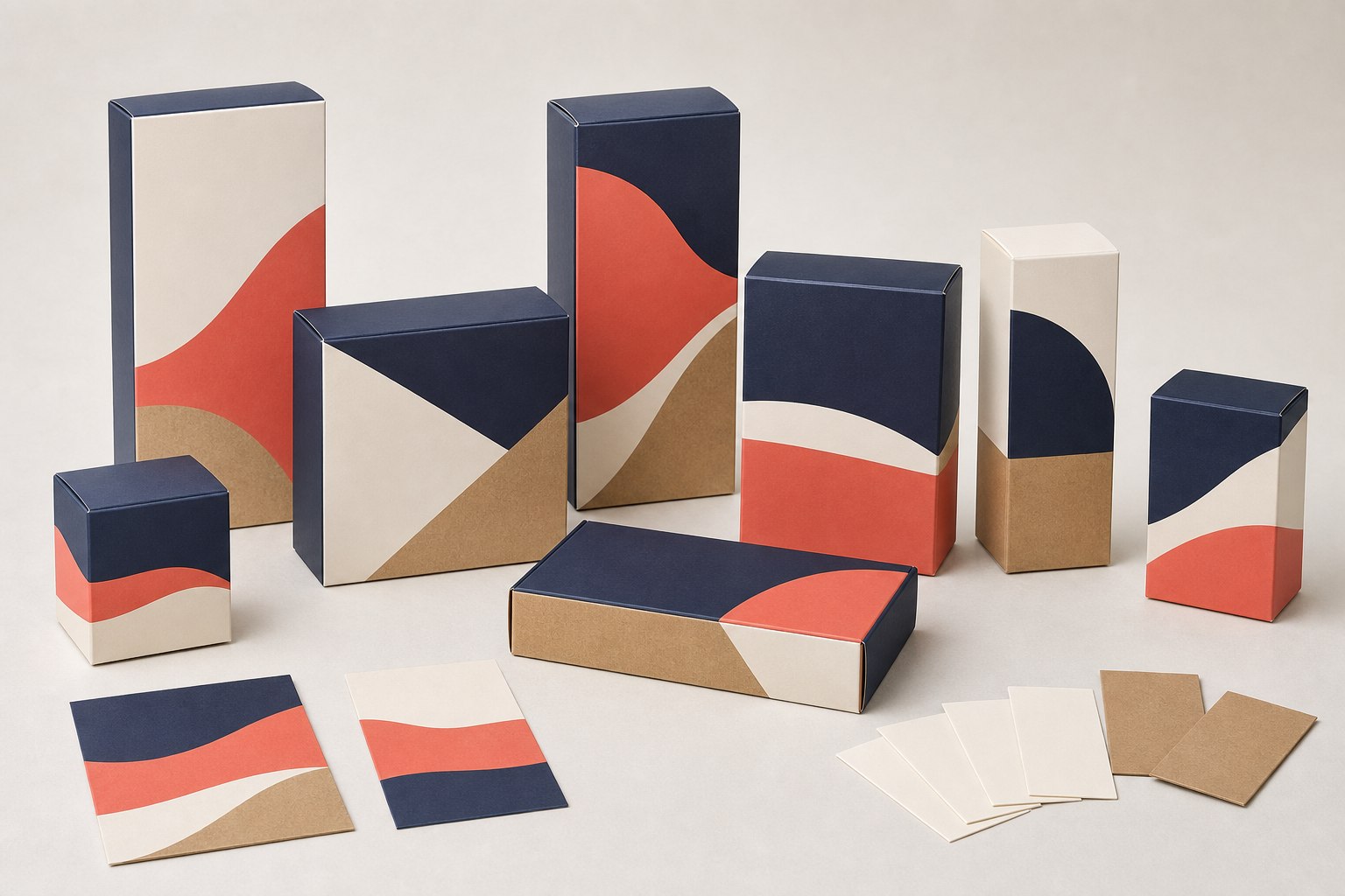 Realistic conceptual coordinated multi-SKU packaging family